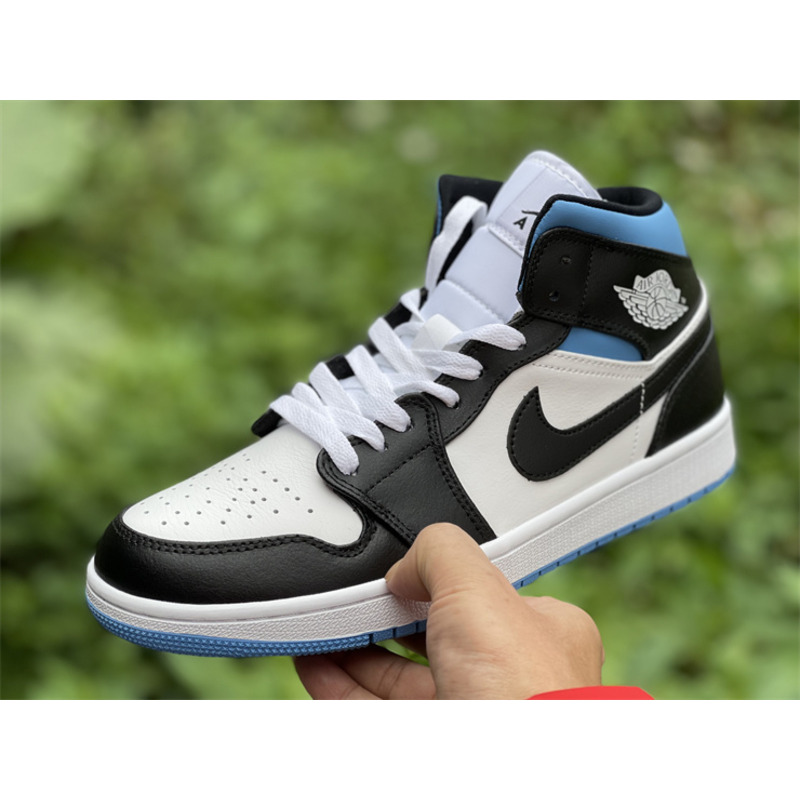 Air Jordan 1 Mid white black blue BQ6472 102 sneakers men women