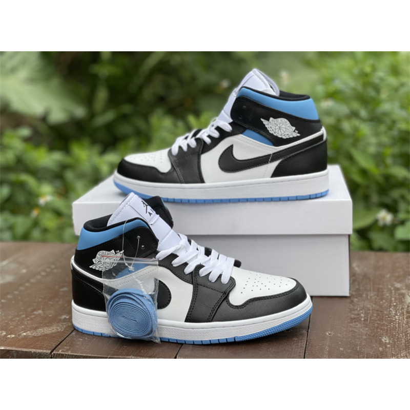 Air Jordan 1 Mid white black blue BQ6472 102 sneakers men women