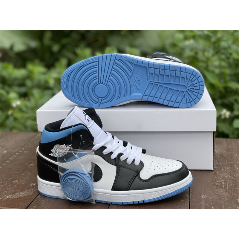 Air Jordan 1 Mid white black blue BQ6472 102 sneakers men women