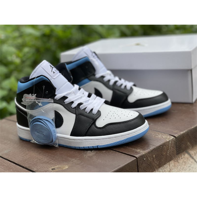 Air Jordan 1 Mid white black blue BQ6472 102 sneakers men women