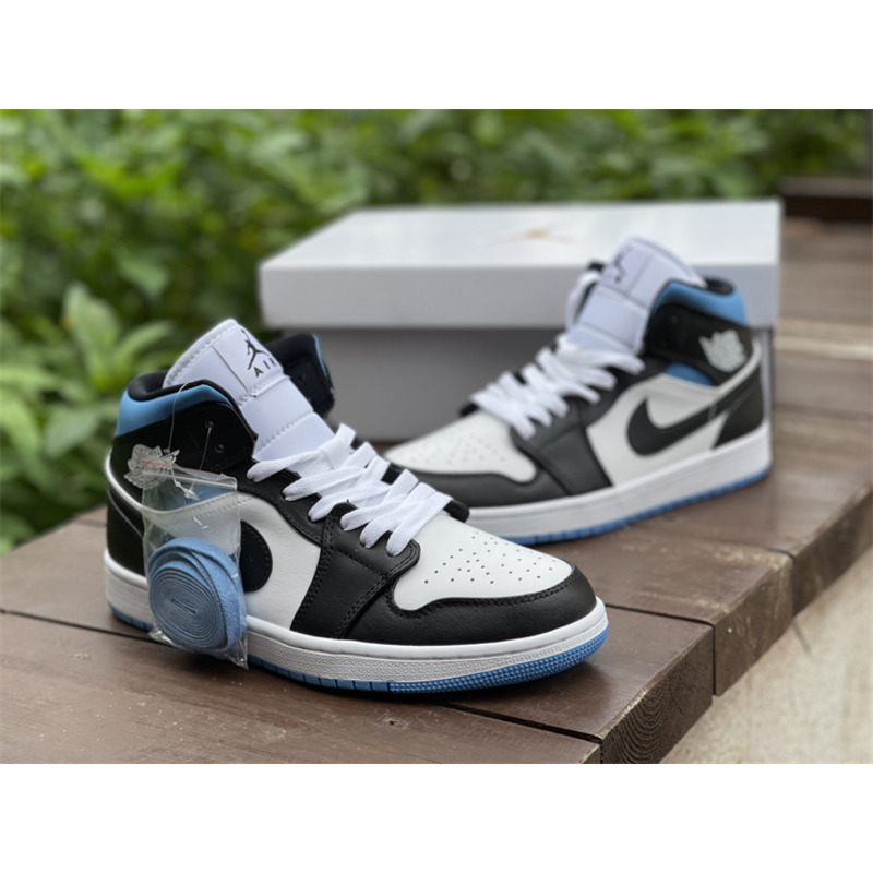 Air Jordan 1 Mid white black blue BQ6472 102 sneakers men women