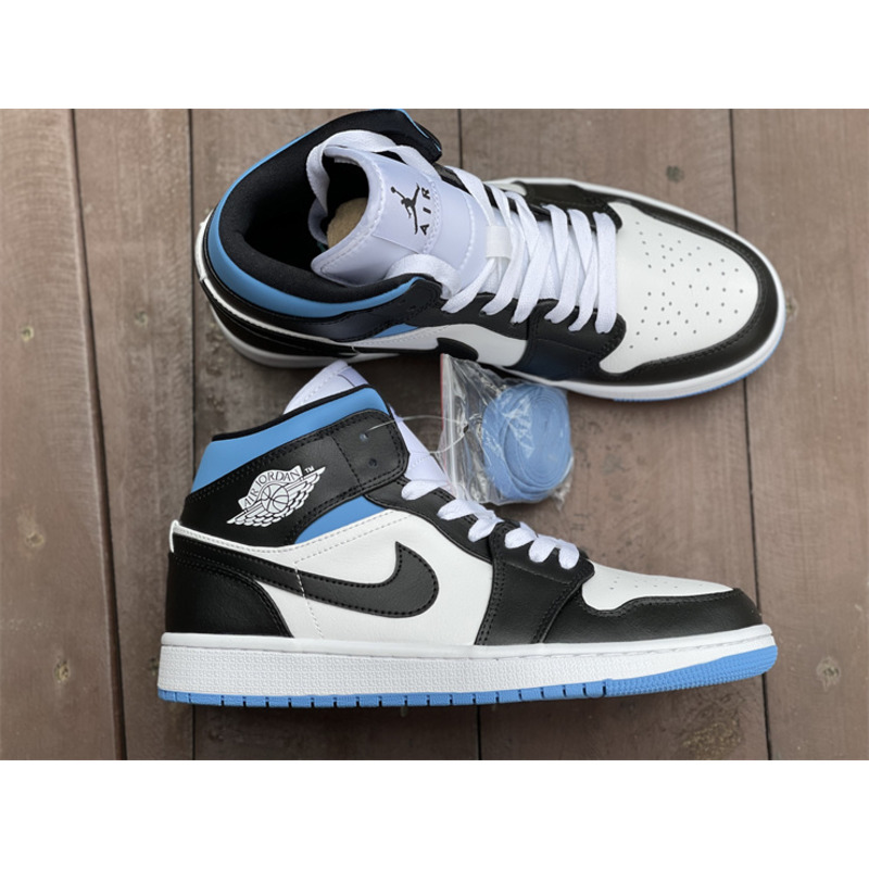 Air Jordan 1 Mid white black blue BQ6472 102 sneakers men women