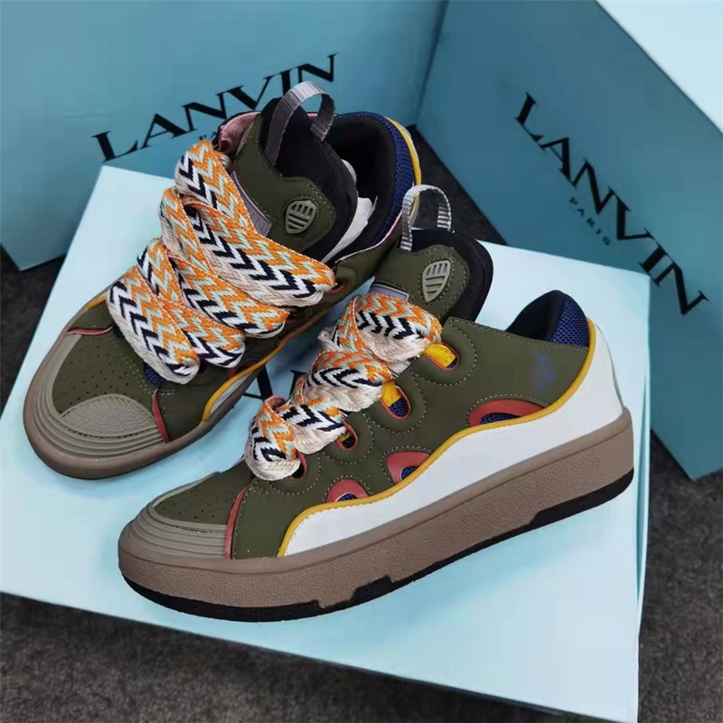 Lanvin Curb Sneaker in Olive Green