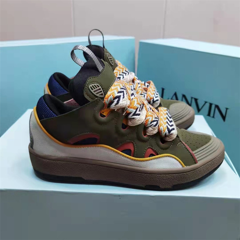 Lanvin Curb Sneaker in Olive Green