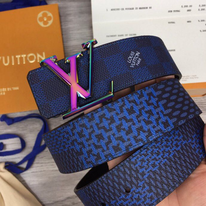 l**is V*t*n damier 40mm reversible belt in blue