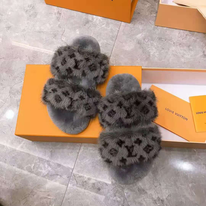 l**is V*t*n monogram wool slippers