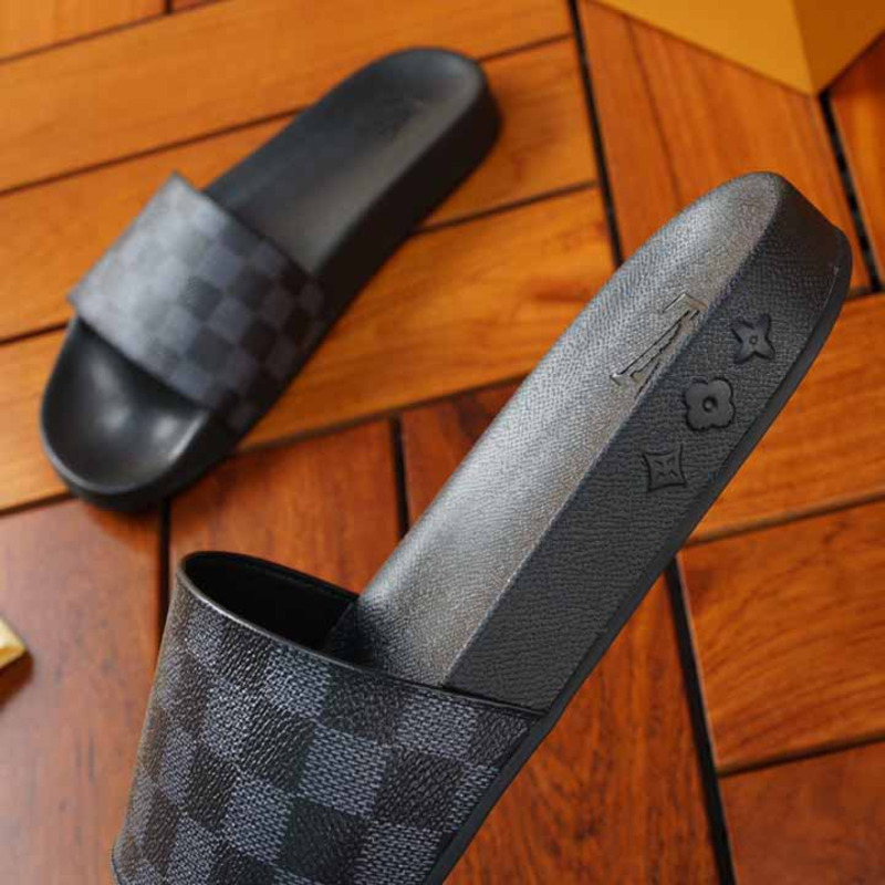 l**is V*t*n black damier sandals