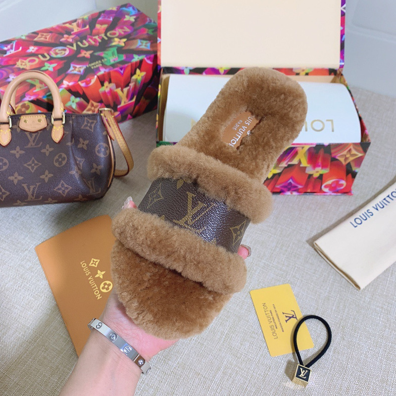 l**is V*t*n monogram wool slippers