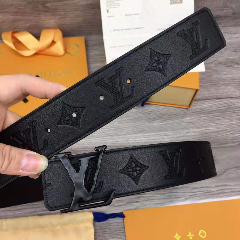 l**is V*t*n monogram black leather belt