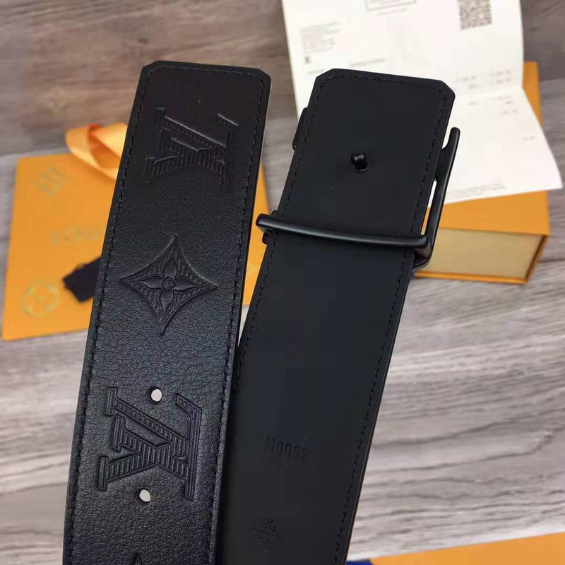 l**is V*t*n monogram black leather belt