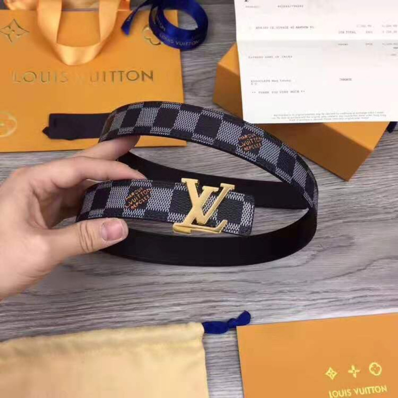 l**is V*t*n initials monogram belt damier graphite