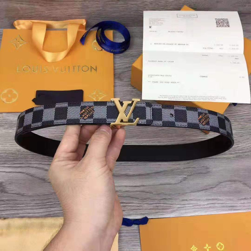 l**is V*t*n initials monogram belt damier graphite