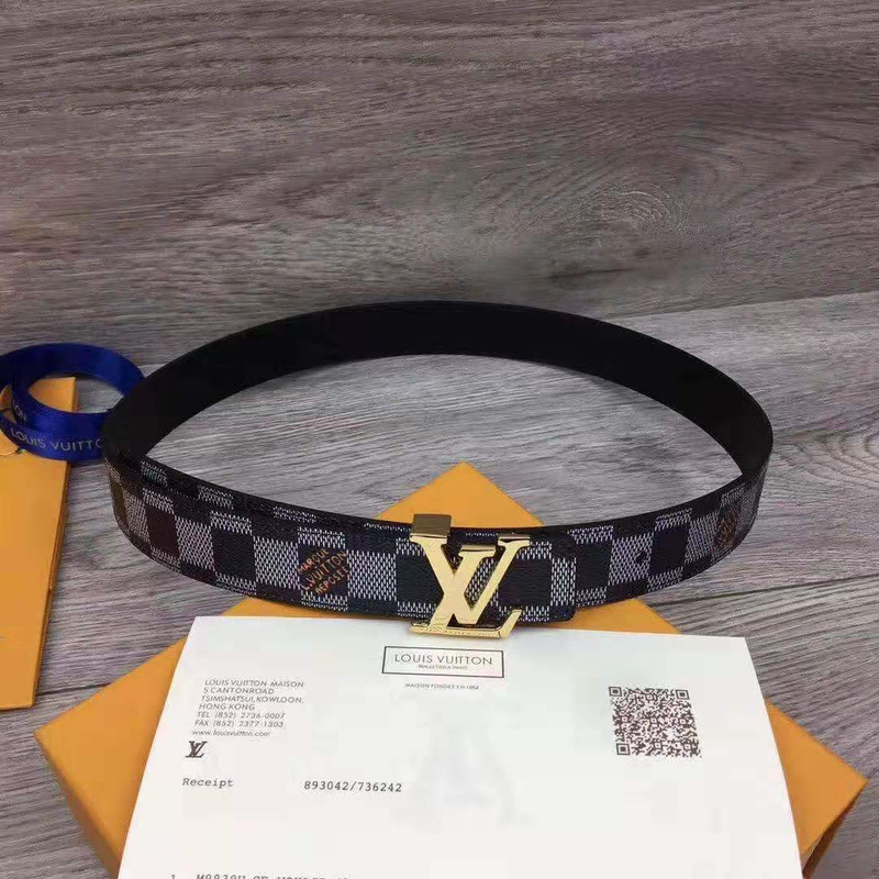 l**is V*t*n initials monogram belt damier graphite