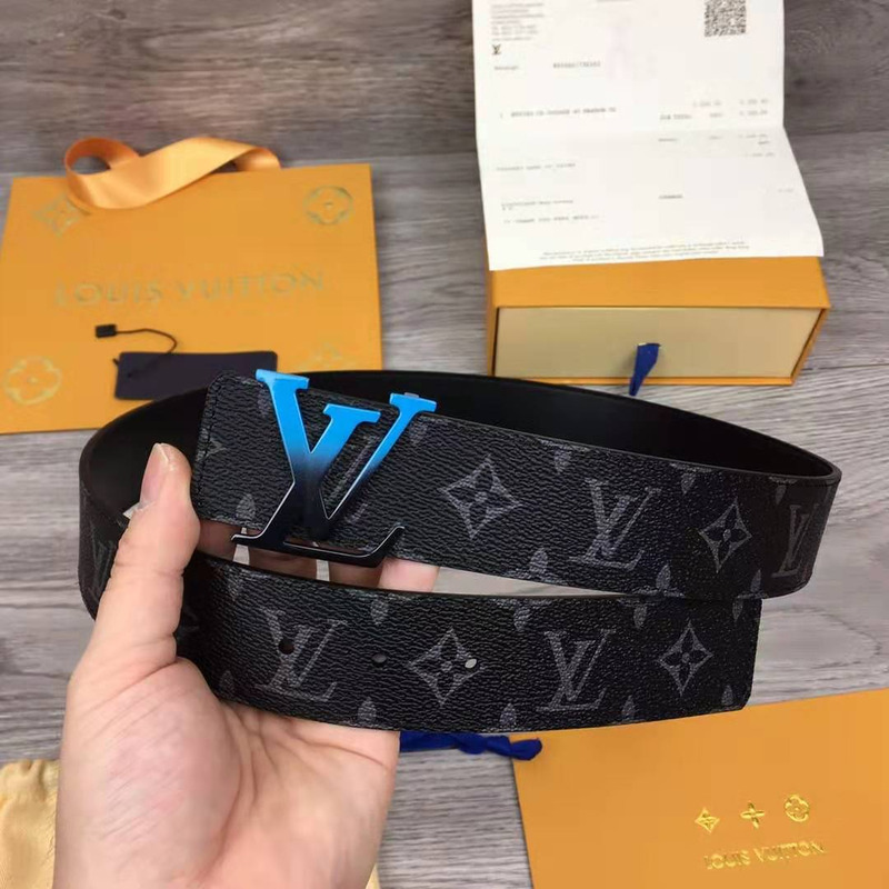 l**is V*t*n line monogram belt with black/blue buckle