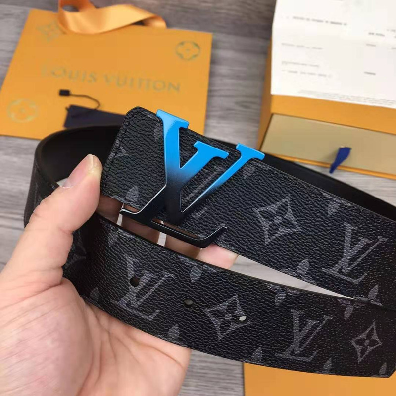 l**is V*t*n line monogram belt with black/blue buckle