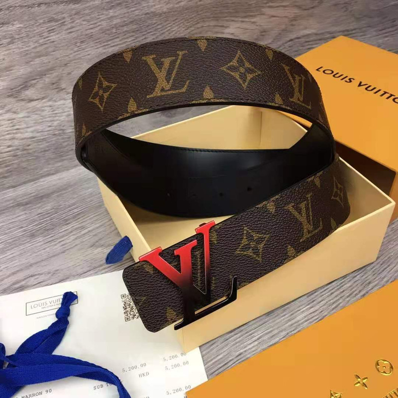 l**is V*t*n line monogram belt with black/red buckle