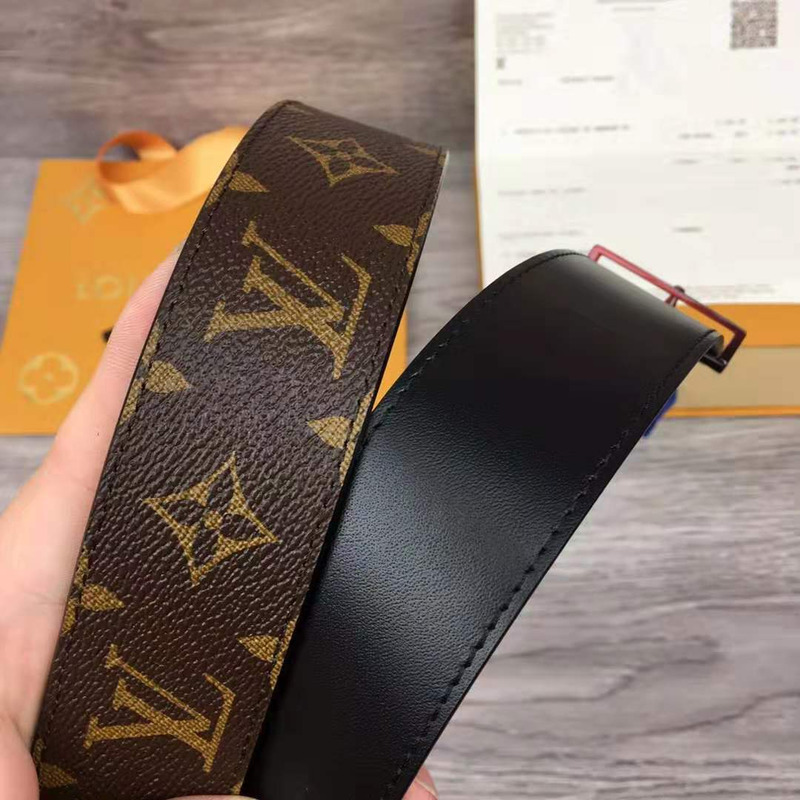 l**is V*t*n line monogram belt with black/red buckle