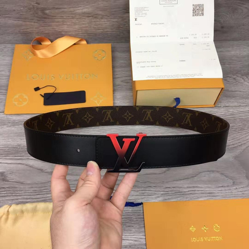 l**is V*t*n line monogram belt with black/red buckle