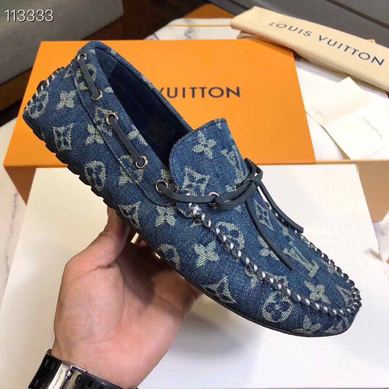 l**is V*t*n blue monogram canvas loafers