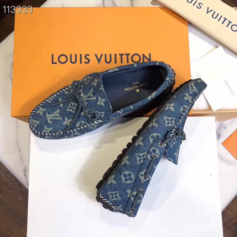 l**is V*t*n blue monogram canvas loafers