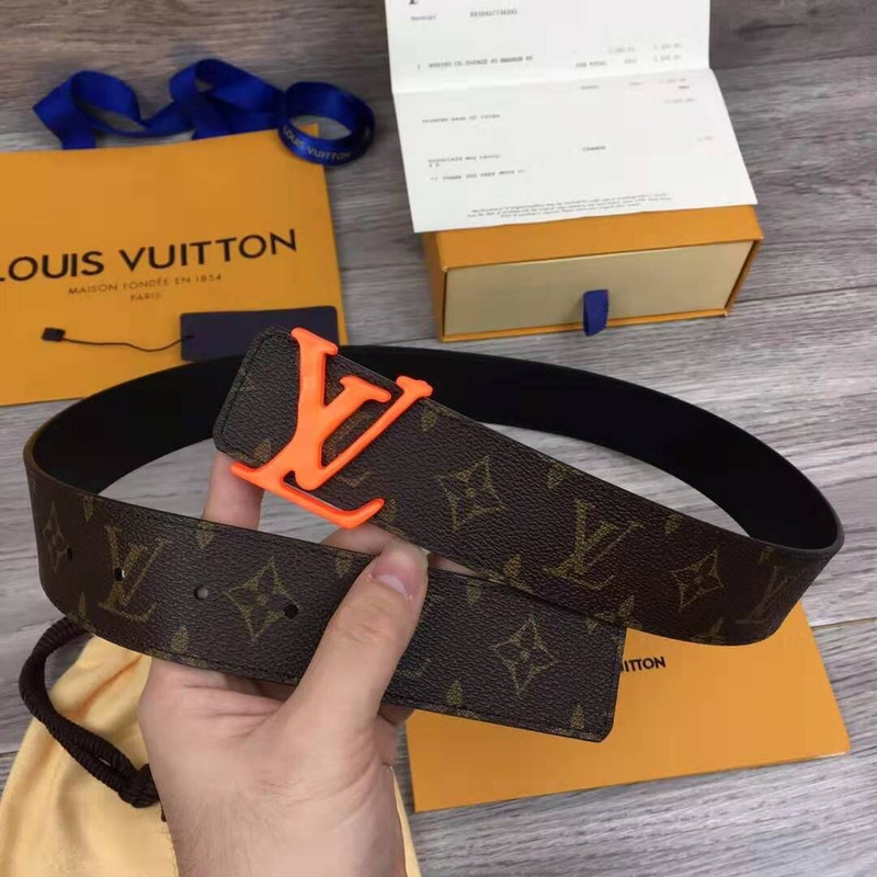 l**is V*t*n shape monogram belt with orange buckle