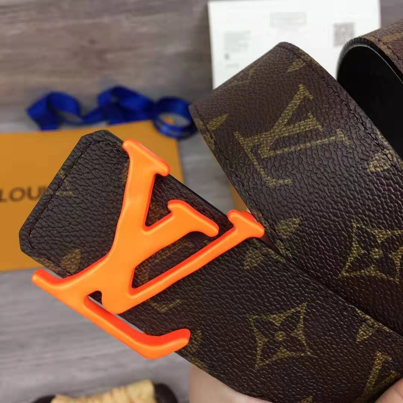 l**is V*t*n shape monogram belt with orange buckle