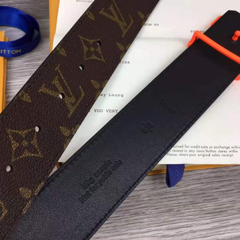 l**is V*t*n shape monogram belt with orange buckle