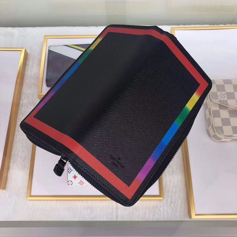 l**is V*t*n rainbow-colored outline zippy wallet