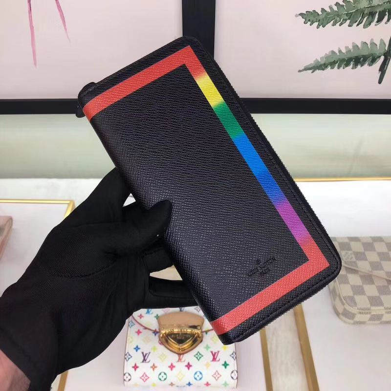 l**is V*t*n rainbow-colored outline zippy wallet