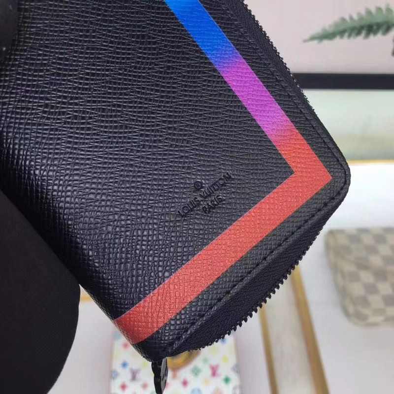 l**is V*t*n rainbow-colored outline zippy wallet