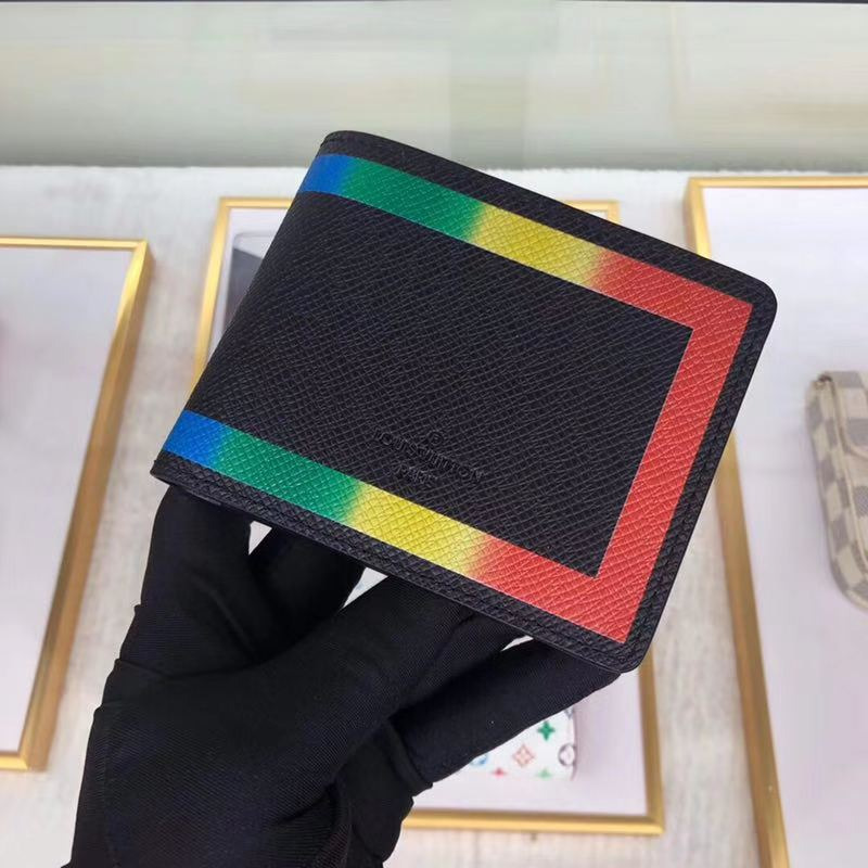 l**is V*t*n rainbow-colored outline slender wallet