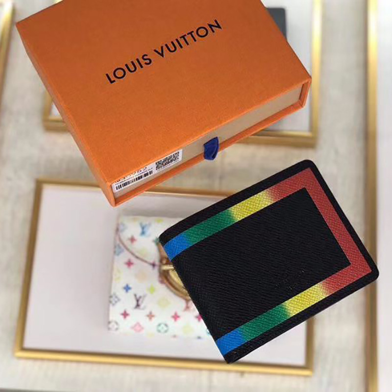 l**is V*t*n rainbow-colored outline slender wallet