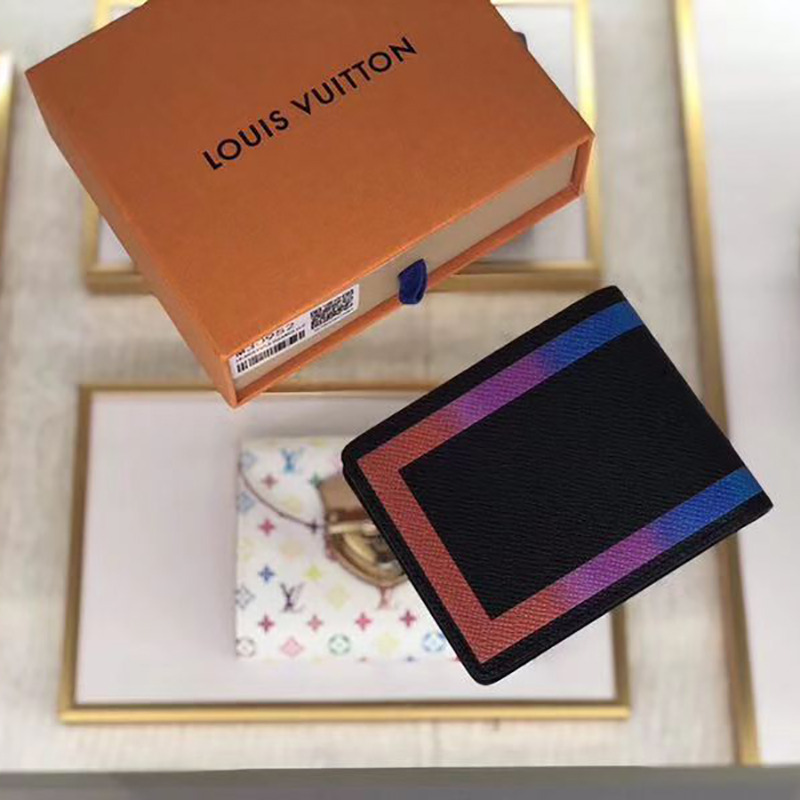 l**is V*t*n rainbow-colored outline slender wallet