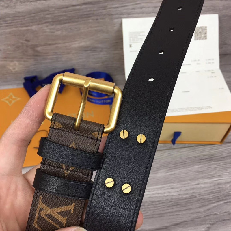 l**is V*t*n signature chain 35mm belt in brown