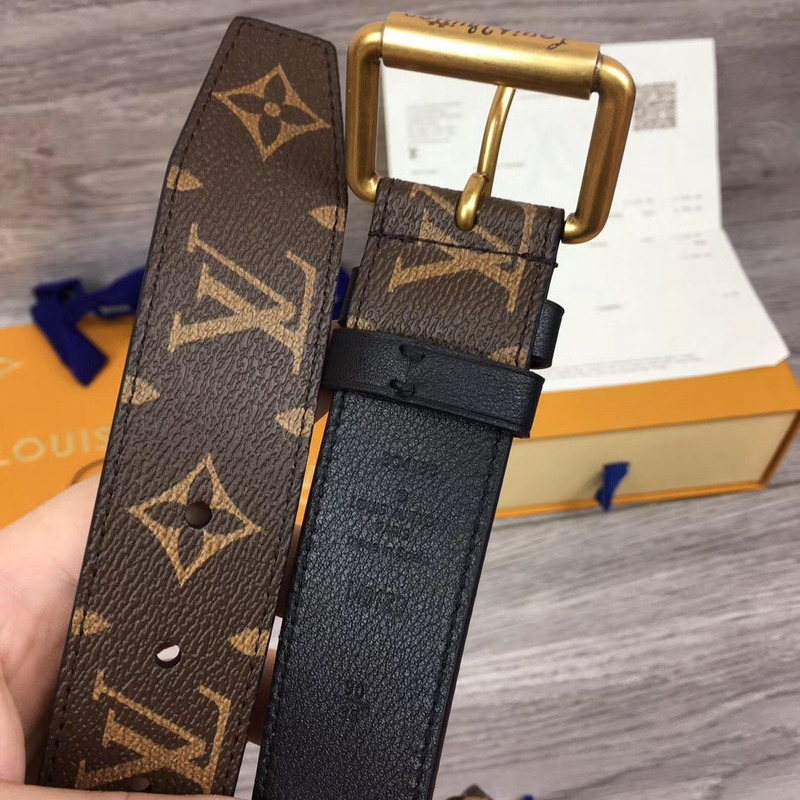 l**is V*t*n signature chain 35mm belt in brown