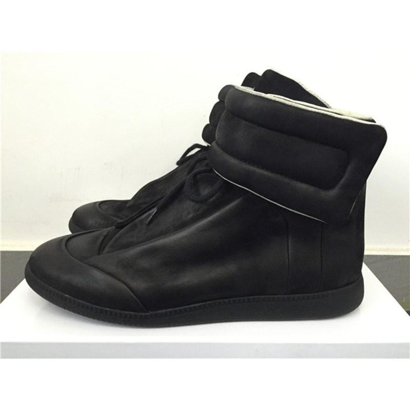 Limited Version Maison Margiela Black Suede High-Top Sneakers with Black Rubber Outsole