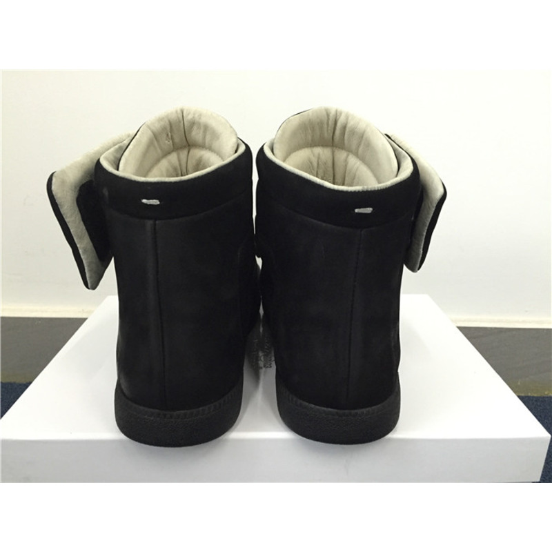 Limited Version Maison Margiela Black Suede High-Top Sneakers with Black Rubber Outsole