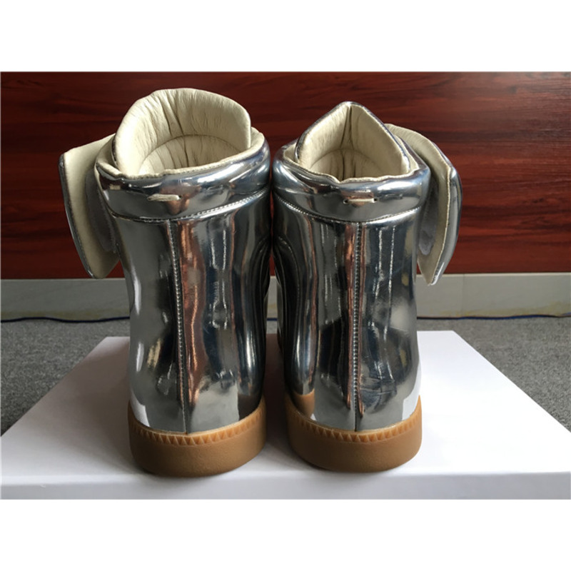 Limited Version Maison Margiela Silver Patent Leather High-Top Sneakers