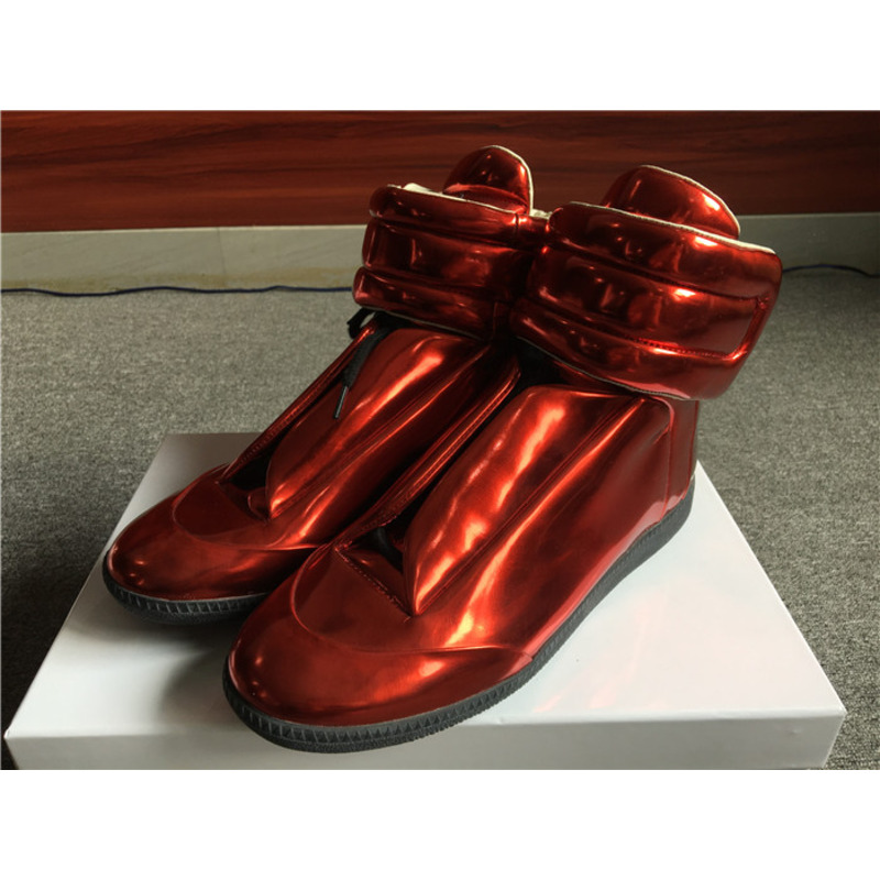 Limited Version Maison Margiela Metallic Red Future Leather High-Top Sneakers