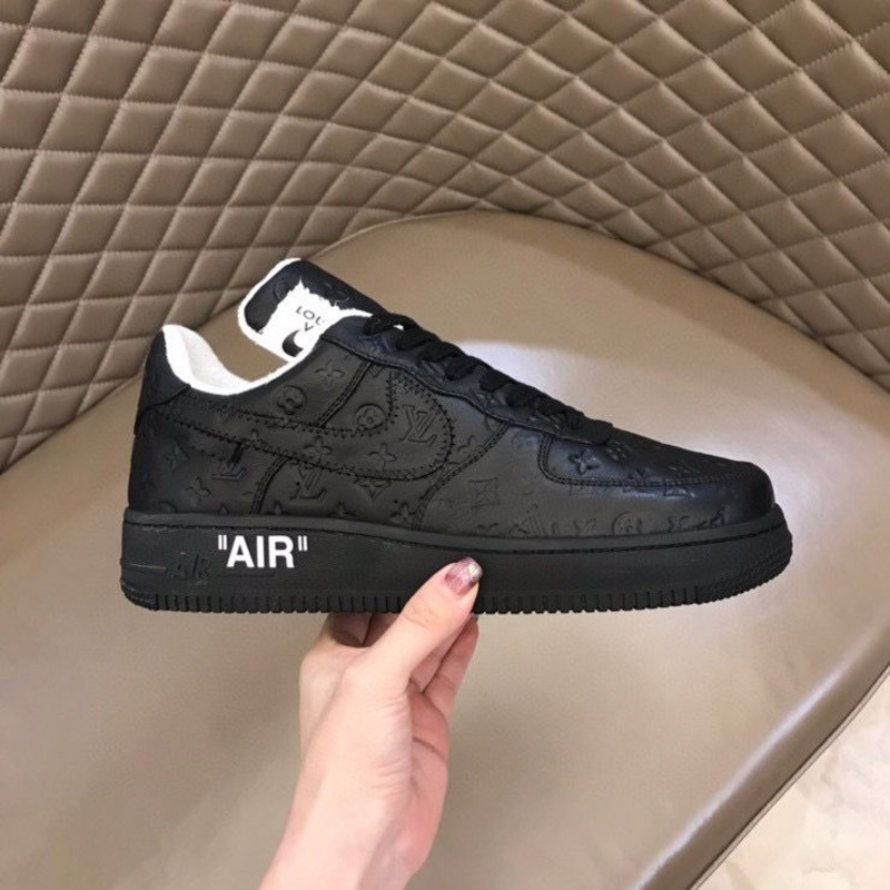 l**is V*t*n x nike air force 1 x off white virgil low all black sneakers men