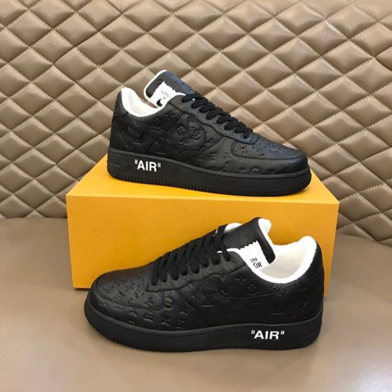 l**is V*t*n x nike air force 1 x off white virgil low all black sneakers men