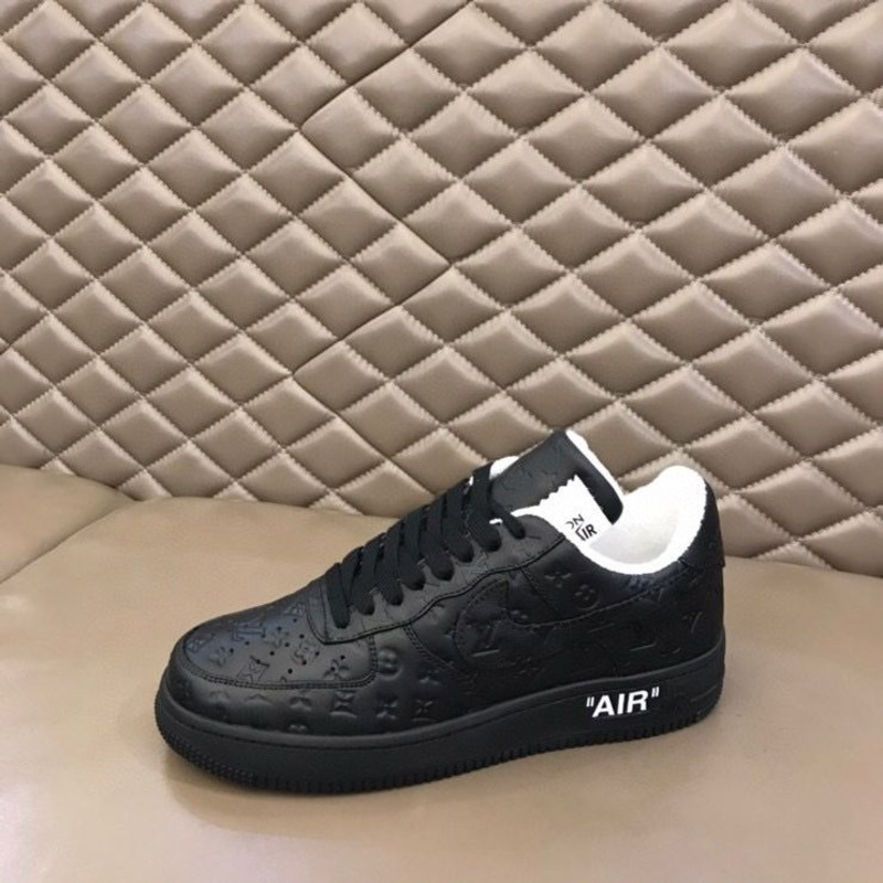 l**is V*t*n x nike air force 1 x off white virgil low all black sneakers men