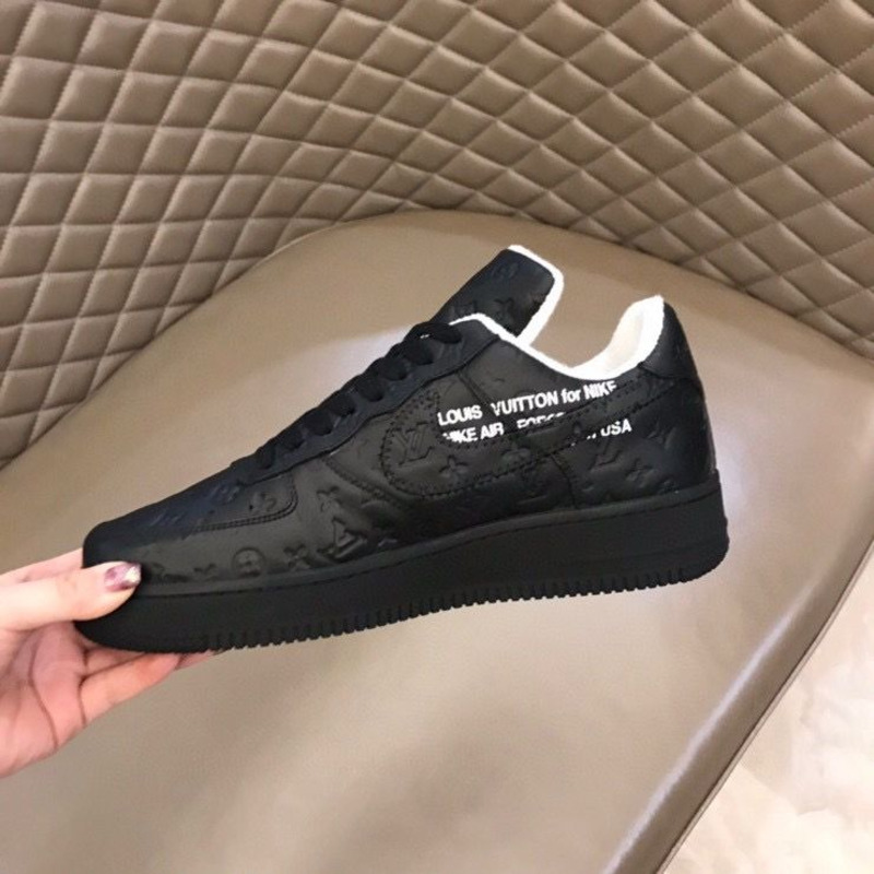 l**is V*t*n x nike air force 1 x off white virgil low all black sneakers men