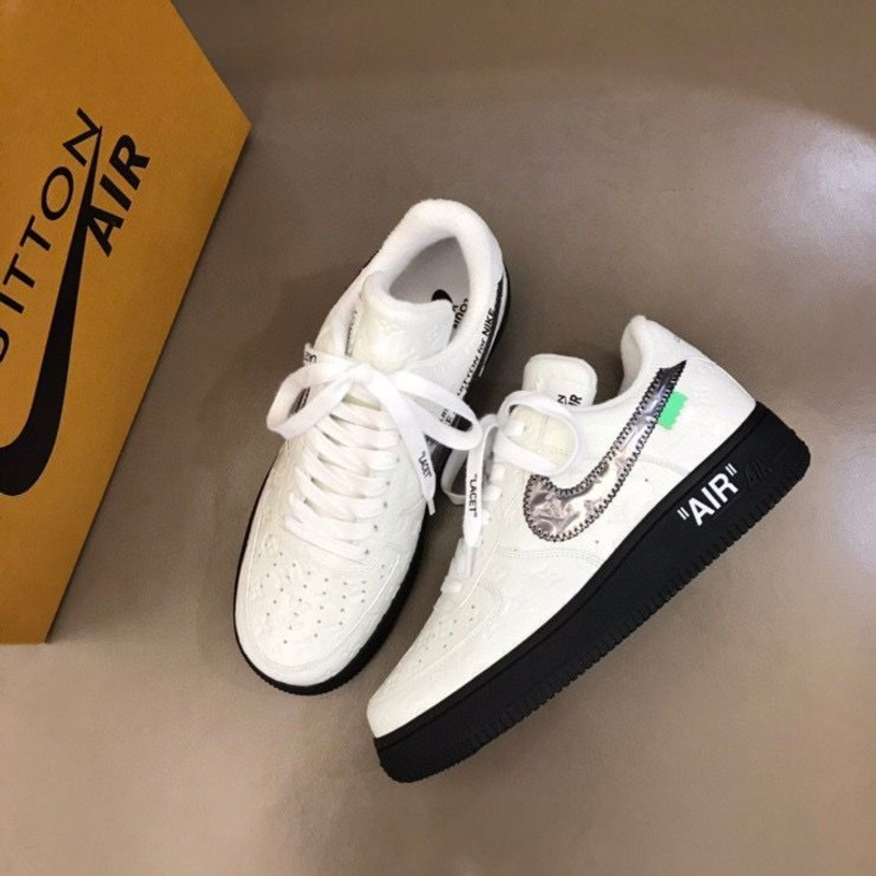 l**is V*t*n x nike air force 1 x off white virgil low white black sneakers men