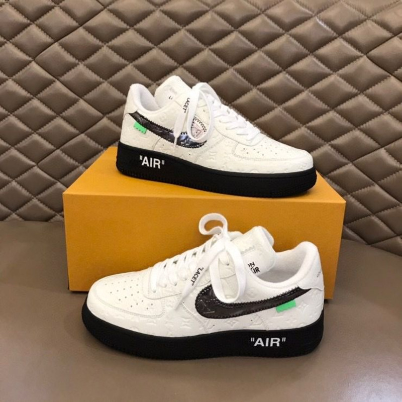 l**is V*t*n x nike air force 1 x off white virgil low white black sneakers men