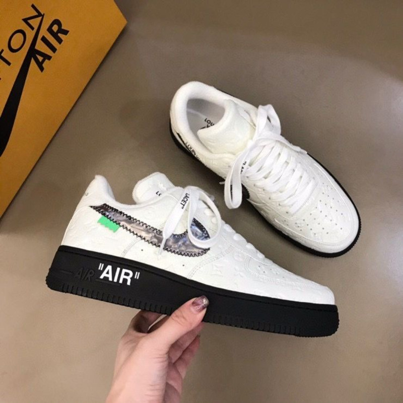 l**is V*t*n x nike air force 1 x off white virgil low white black sneakers men