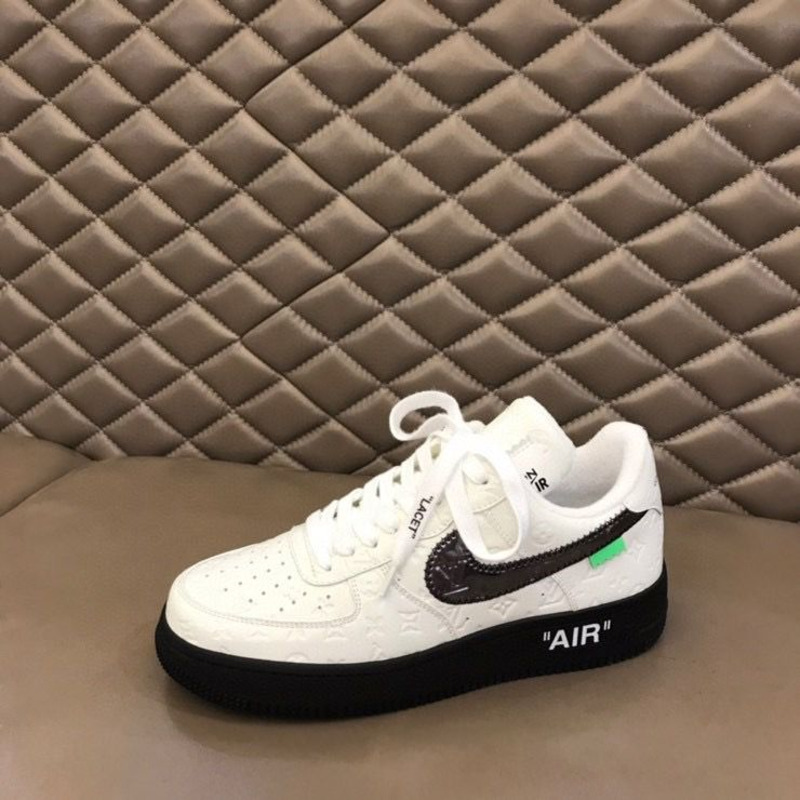 l**is V*t*n x nike air force 1 x off white virgil low white black sneakers men