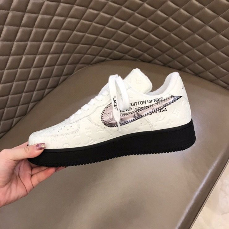 l**is V*t*n x nike air force 1 x off white virgil low white black sneakers men