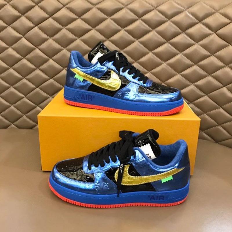 l**is V*t*n x nike air force 1 x off white virgil low blue black sneakers men