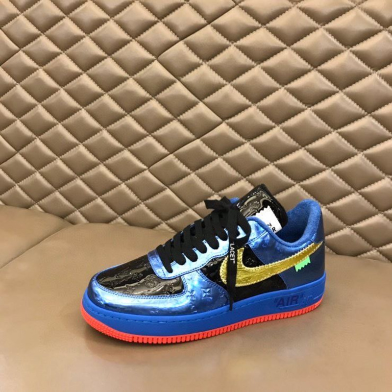 l**is V*t*n x nike air force 1 x off white virgil low blue black sneakers men